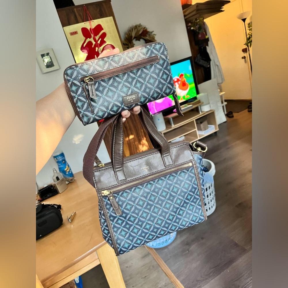 Fossil Satchel Bag and Wallet Set